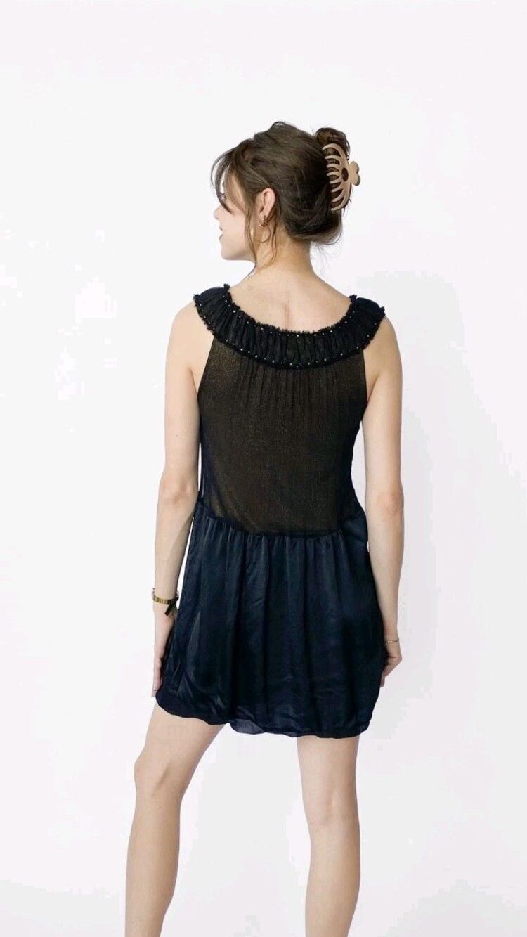BCBGmaxmazria Black/Gold Bubble  Dress Size 0 Vintage Y2K Scoop Sleeveless Glitz - Picture 3 of 11